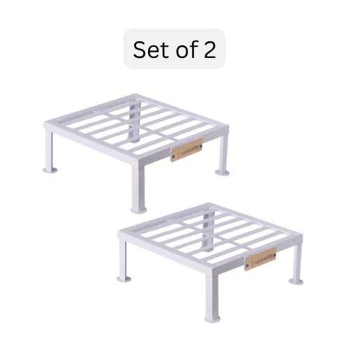 Iron Square Pots Stand | White Powder Coated |Set of 2 & 4 – Sturdy Metal Plant Stand | Available in 12x12", 15x15", & 18x18"