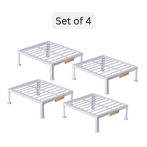 Iron Square Pots Stand | White Powder Coated |Set of 2 & 4 – Sturdy Metal Plant Stand | Available in 12x12", 15x15", & 18x18"