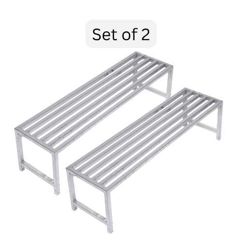 Bench Stands for plants | Stainless Steel | Set of 1 | 3ft-5ft Length, 10inches Height | Heavy-Duty & Durable for Balcony, Garden, Terrace, Indoor Outdoor Use