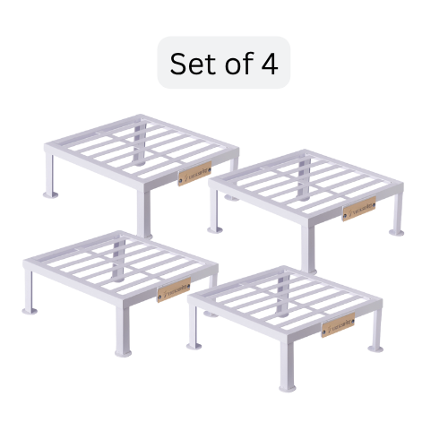 Iron Square Pots Stand | White Powder Coated |Set of 2 & 4 – Sturdy Metal Plant Stand | Available in 12x12", 15x15", & 18x18"