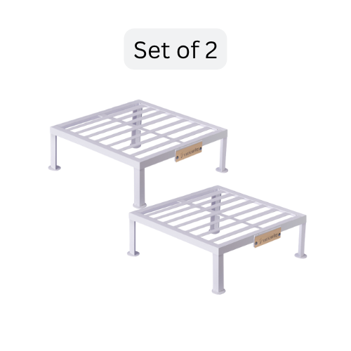 Iron Square Pots Stand | White Powder Coated |Set of 2 & 4 – Sturdy Metal Plant Stand | Available in 12x12", 15x15", & 18x18"