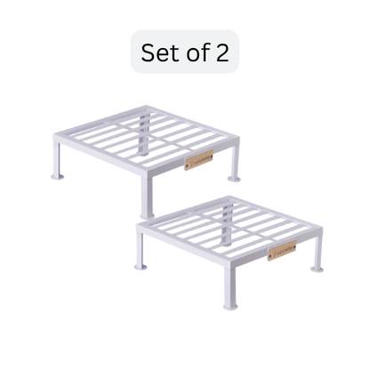 Iron Square Pots Stand | White Powder Coated |Set of 2 & 4 – Sturdy Metal Plant Stand | Available in 12x12", 15x15", & 18x18"