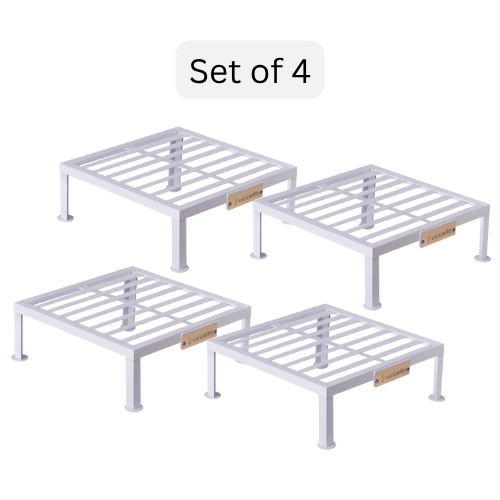 Iron Square Pots Stand | White Powder Coated |Set of 2 & 4 – Sturdy Metal Plant Stand | Available in 12x12", 15x15", & 18x18"