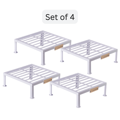 Iron Square Pots Stand | White Powder Coated |Set of 2 & 4 – Sturdy Metal Plant Stand | Available in 12x12", 15x15", & 18x18"