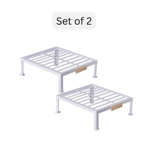 Iron Square Pots Stand | White Powder Coated |Set of 2 & 4 – Sturdy Metal Plant Stand | Available in 12x12", 15x15", & 18x18"